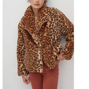 Anthropologie Leopard Faux Fur Jacket